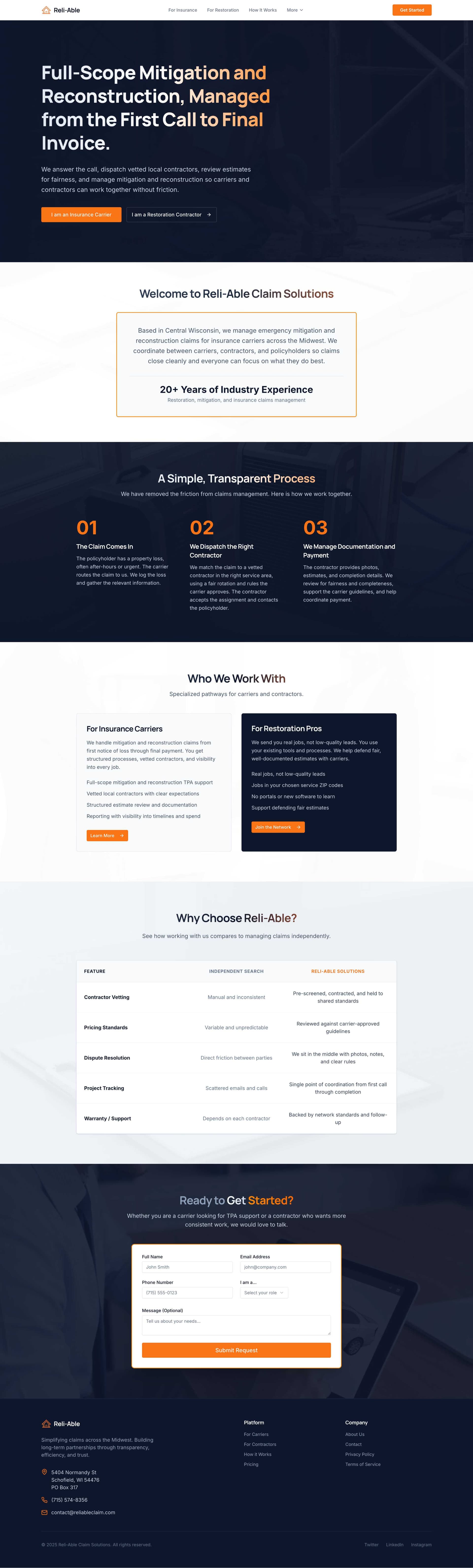 Reliable Claim Solutions Full Website